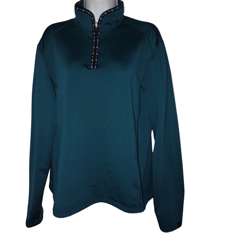 Irideon Womens 1/4 Zip Pullover Teal Blue Equestrian Long Sleeve XL Mid weight
